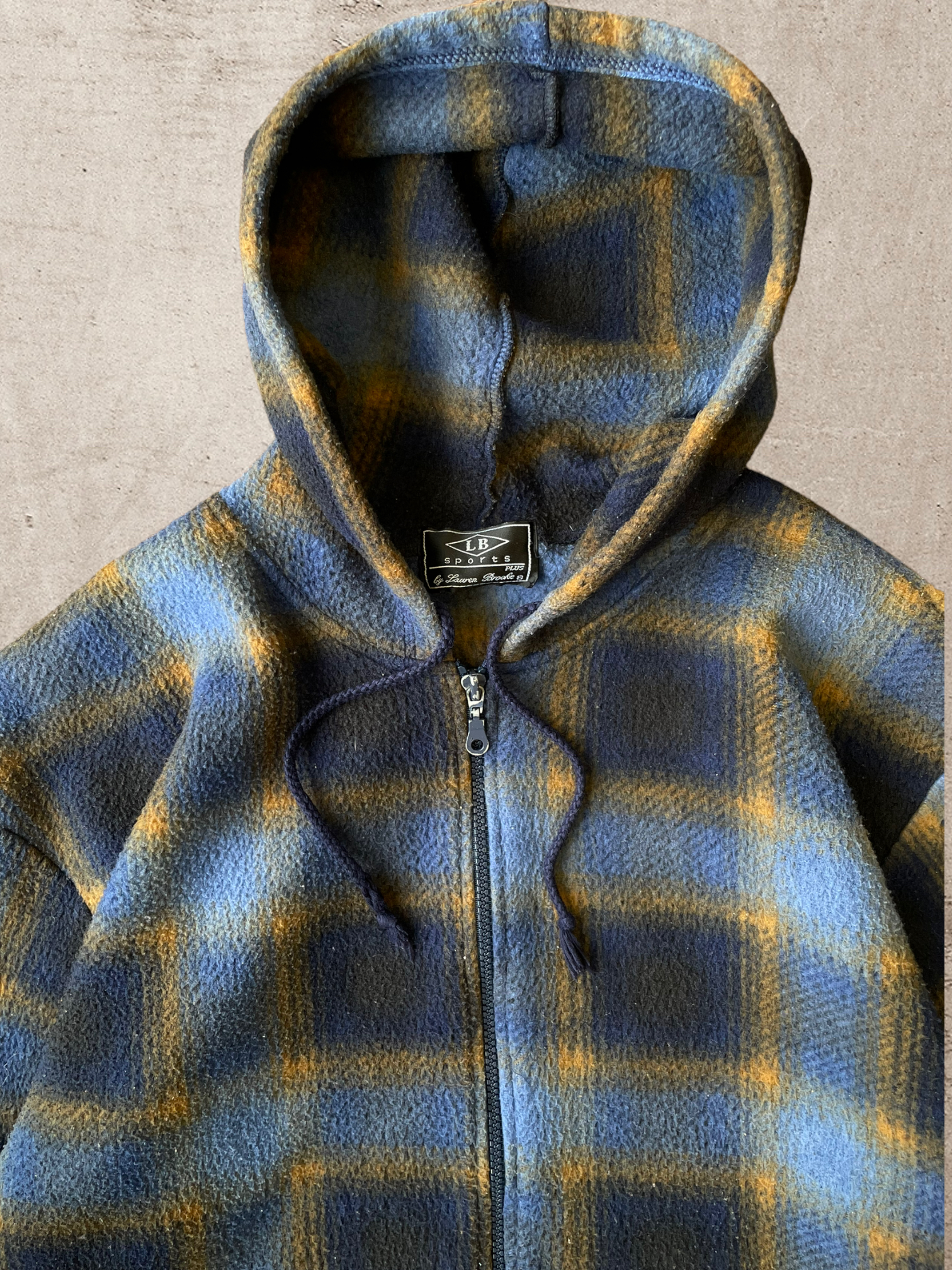 90s Plaid Fleece Zip up Sweatshirt - Large