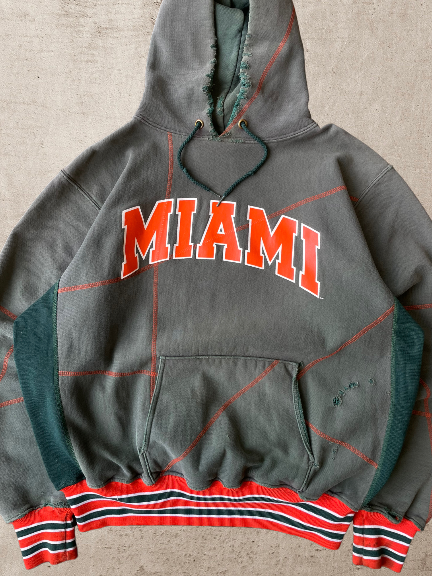 90s University of Miami Contrast Stitching Sweatshirt - XL