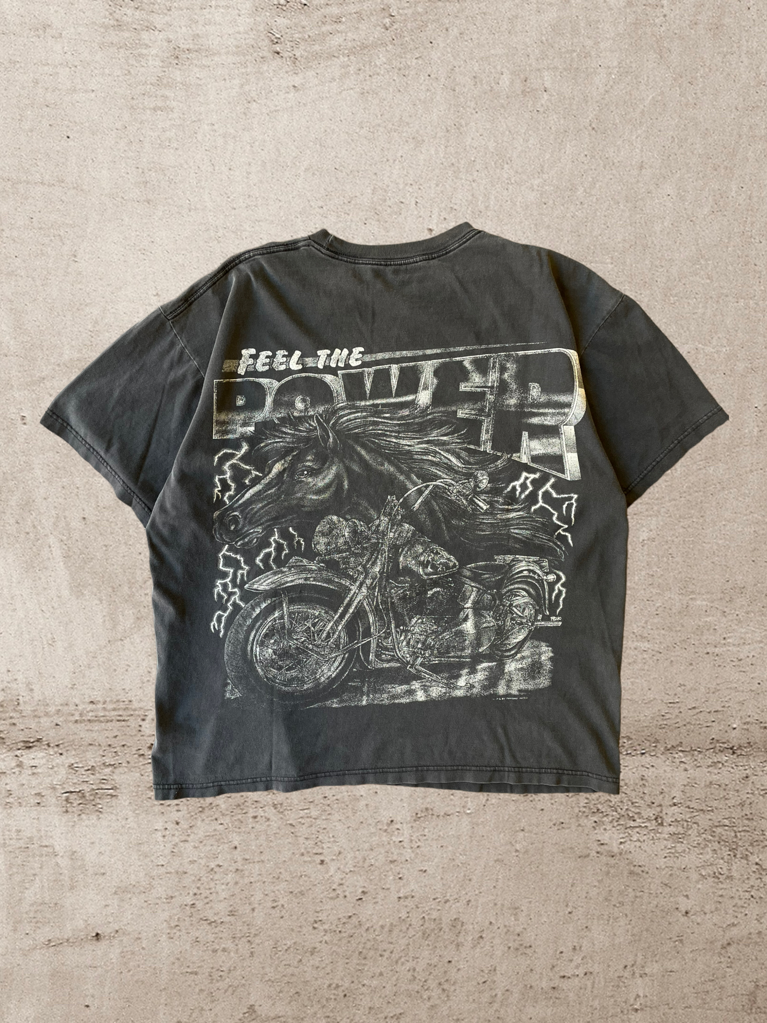 90年代 モーターサイクル フィール ザ パワー Tシャツ - XL