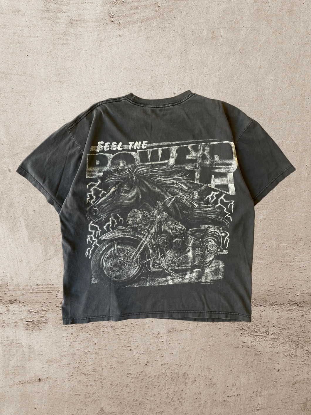 90s Motorcycle Feel The Power T-Shirt - XL