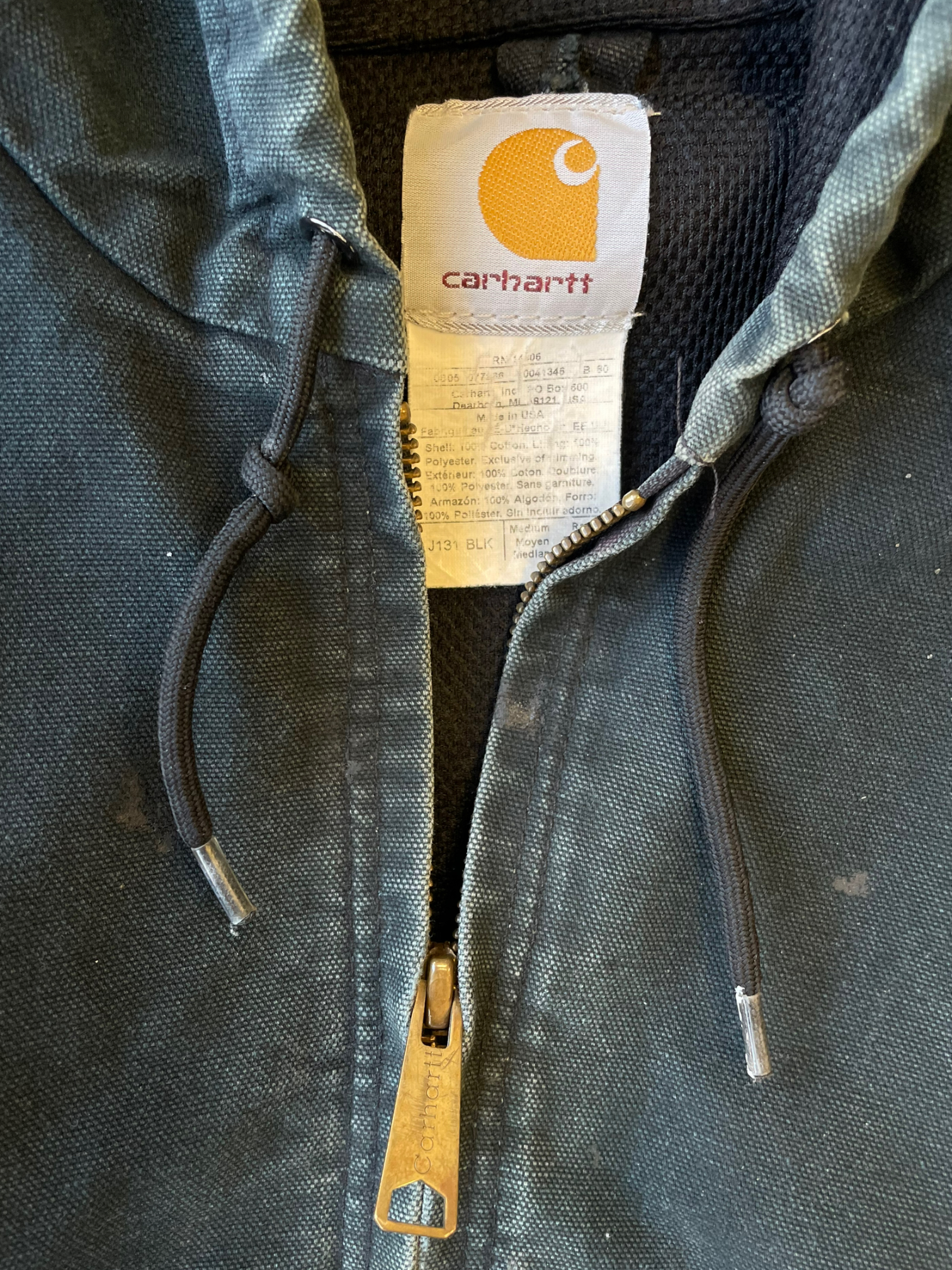Vintage Distressed Carhartt Hooded Jacket - Medium/Large