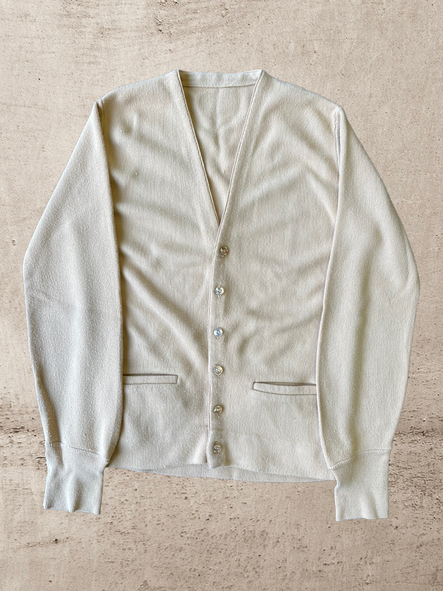 Vintage Cream Knit Cardigan - Medium