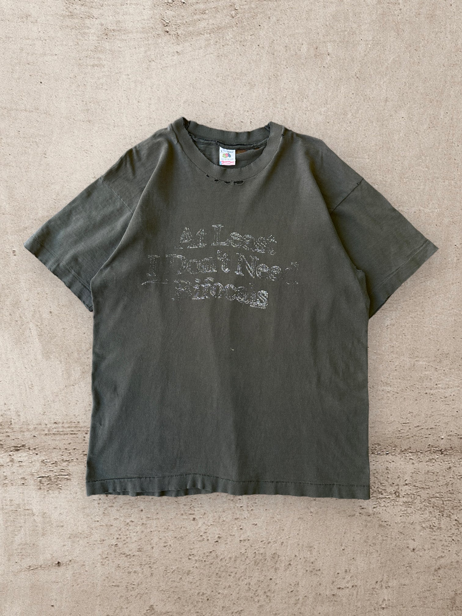 90s Distressed "At Least  I Don't Need Bifocals" T-Shirt - Large