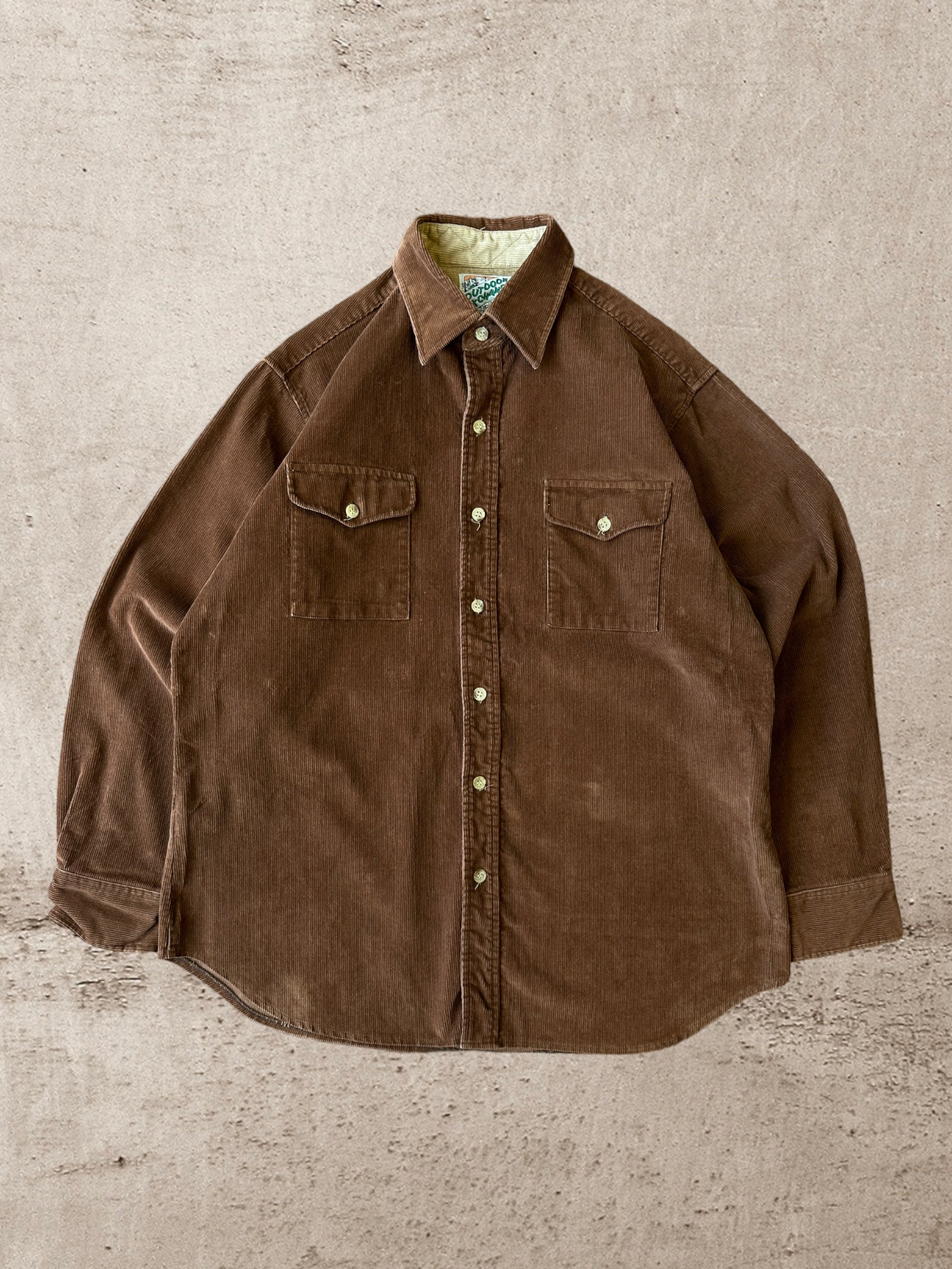 Vintage Brown Corduroy Button Up - Large