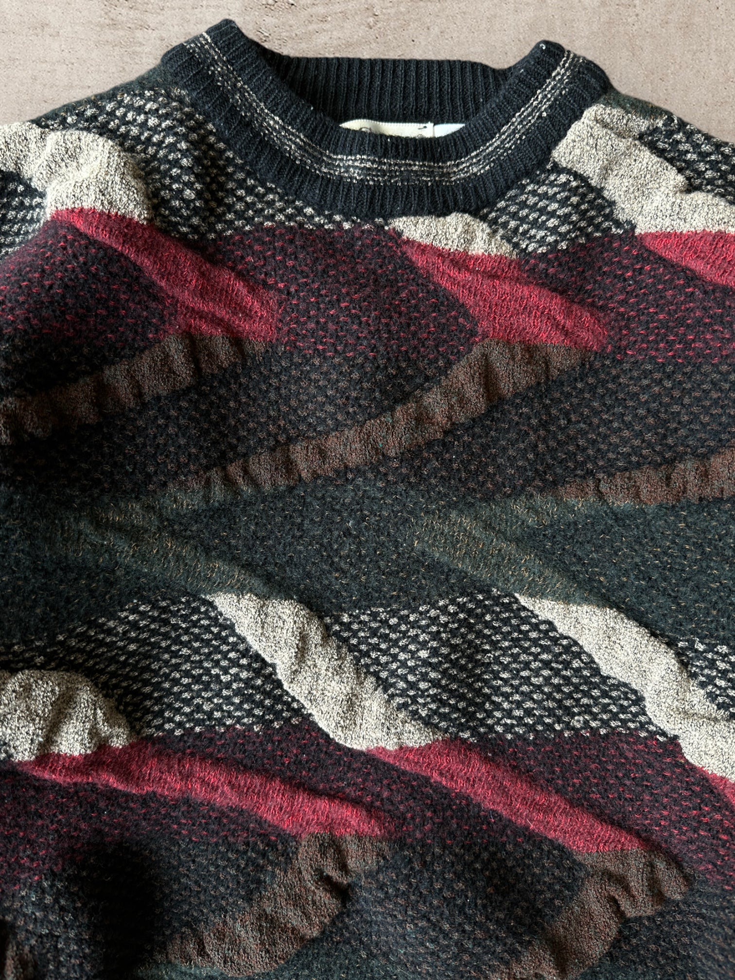 90s Multicolor 3D Knit Sweater - Small