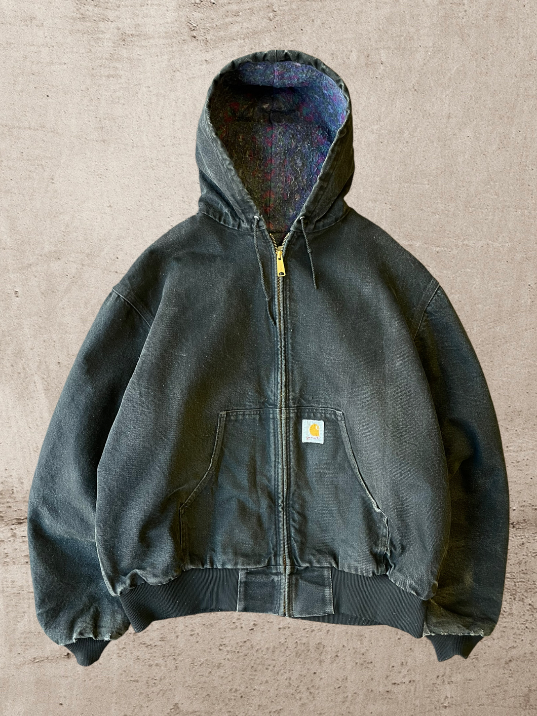 80s Carhartt Blanket Lined Hooded Jacket - Large