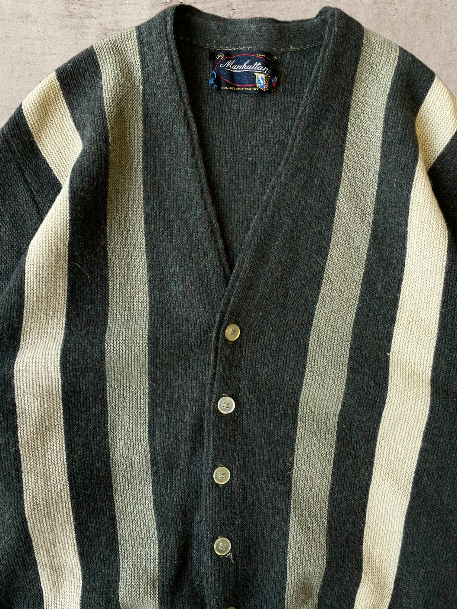 80s Stripped Knit Cardigan - Medium