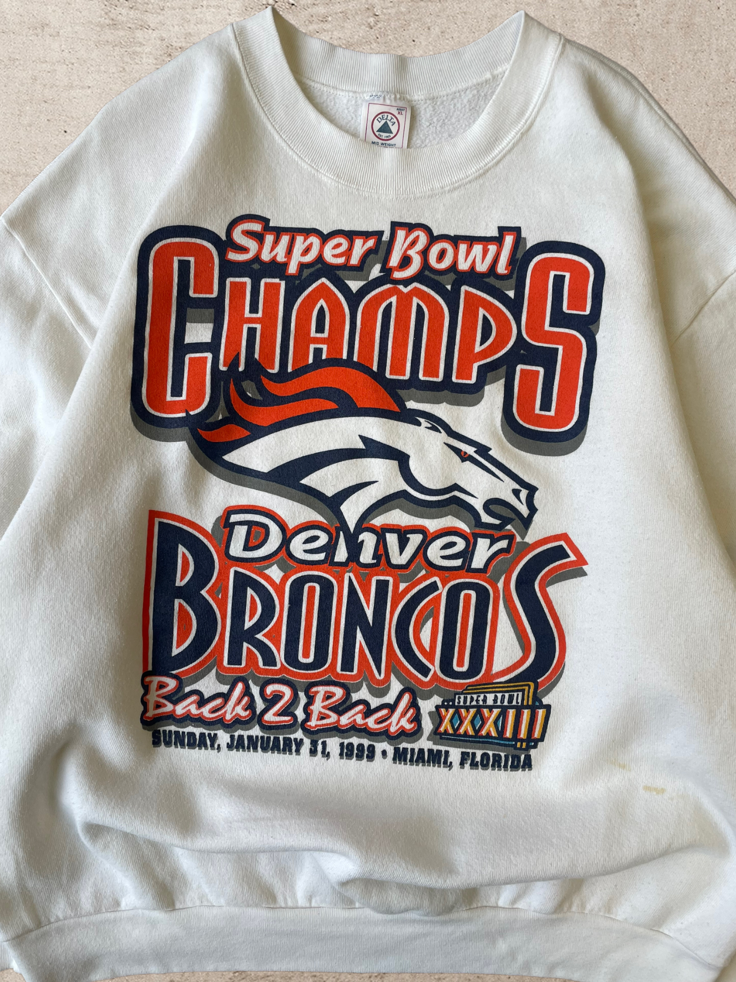 1999 Denver Broncos Super Bowl Champions Crewneck - XL