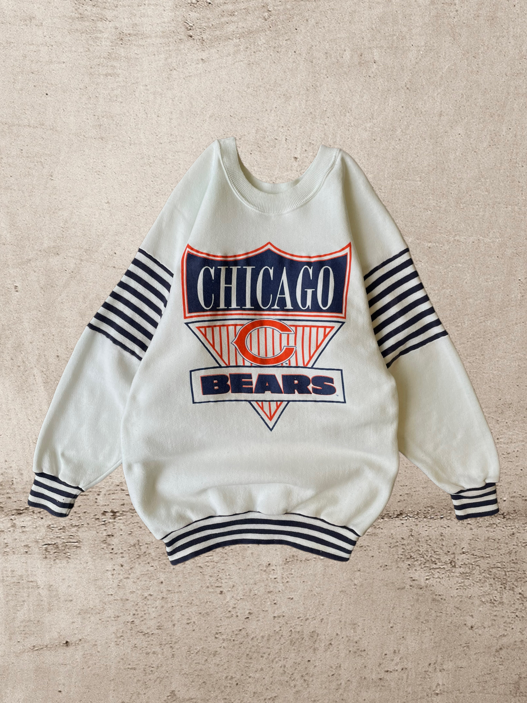80s Chicago Bears Striped Crewneck - Large