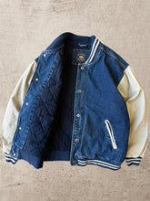 Load image into Gallery viewer, Vintage Denim Varsity Jacket - Large
