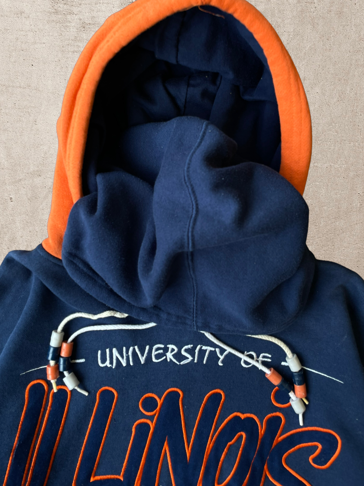 90s University of Illinois Double Hooded Sweatshirt - Large /X-Large
