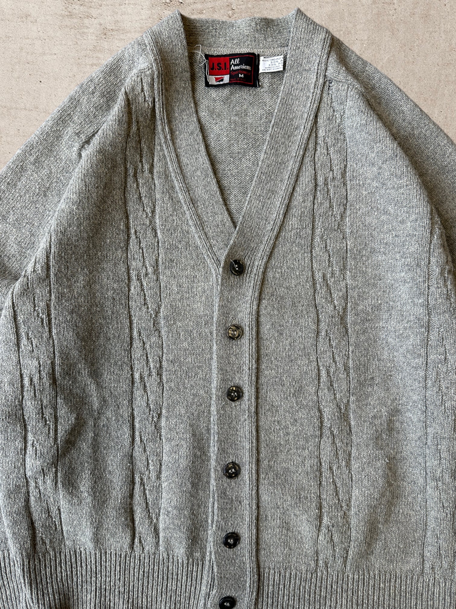 90s Grey Knit Cardigan - Large