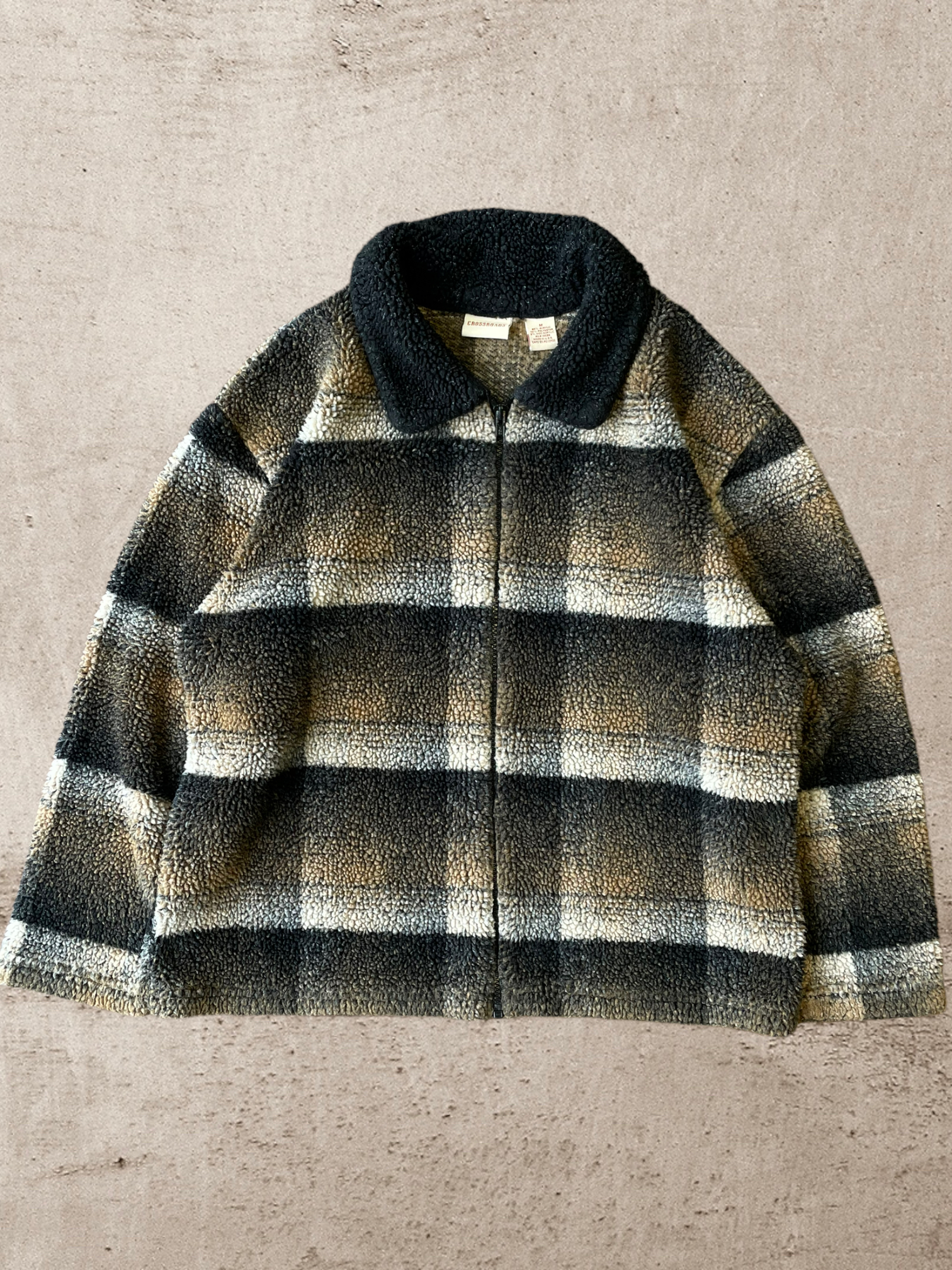 Vintage Plaid Fleece Zip up Jacket - Medium