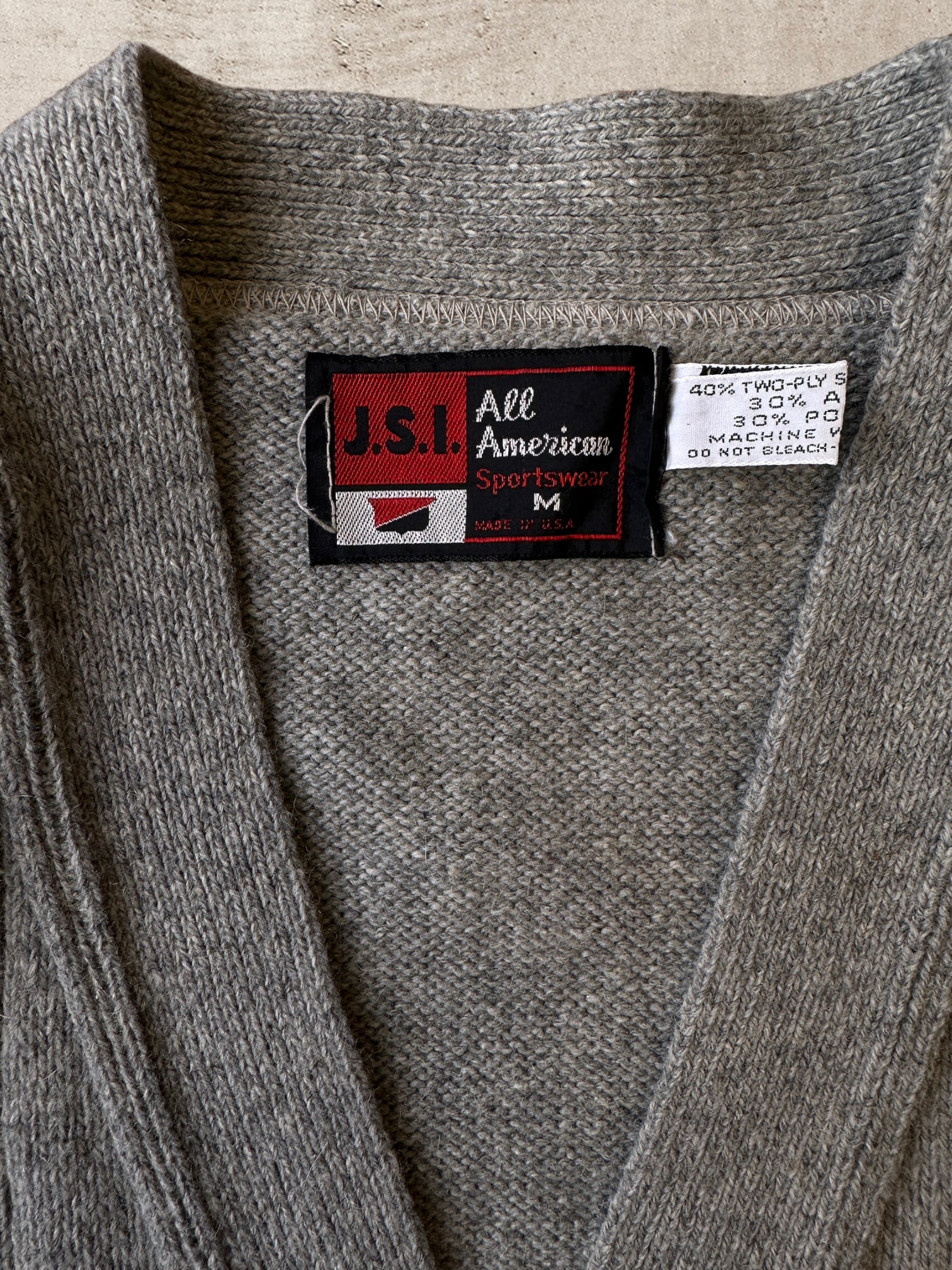 90s Grey Knit Cardigan - Large