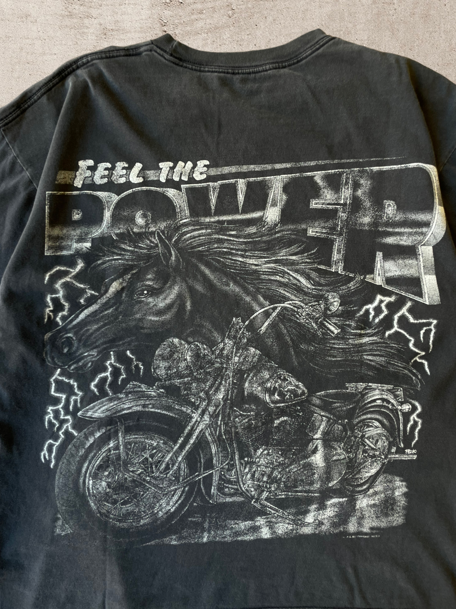 90年代 モーターサイクル フィール ザ パワー Tシャツ - XL