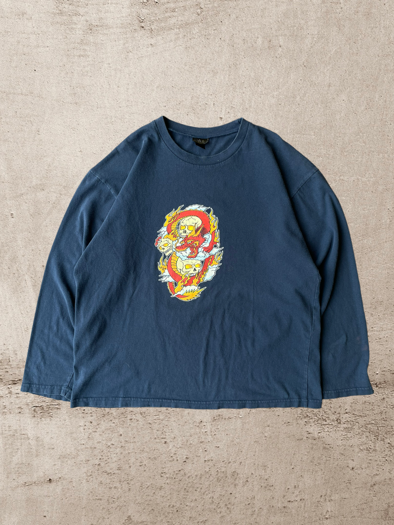 90s Skull Long Sleeve T-Shirt - Large