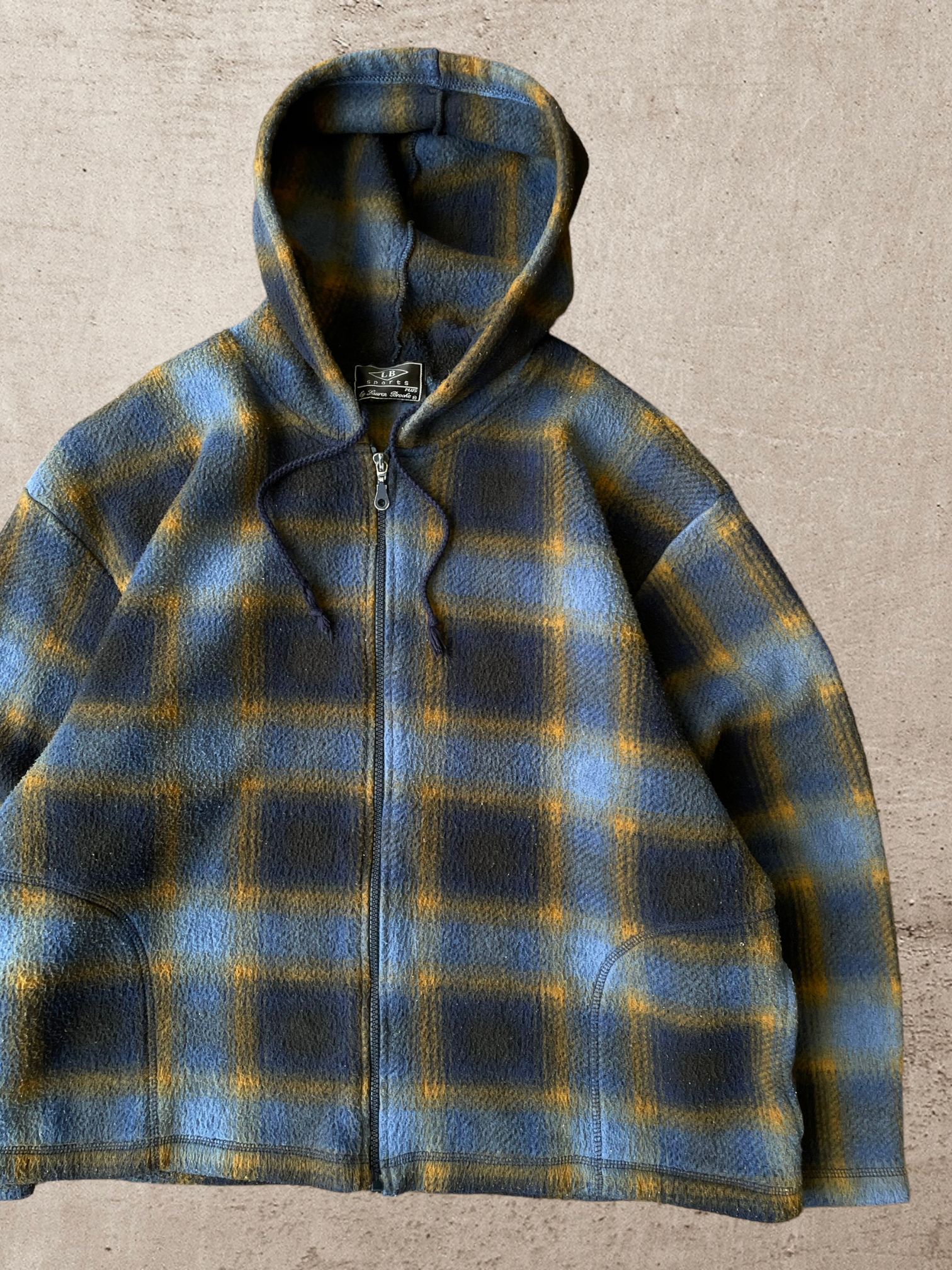 90s Plaid Fleece Zip up Sweatshirt - Large