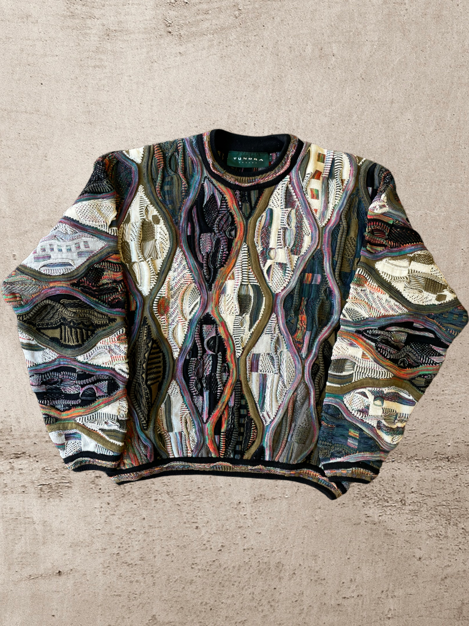 90s Tundra Multicolor Intricate Knit Sweater - Large