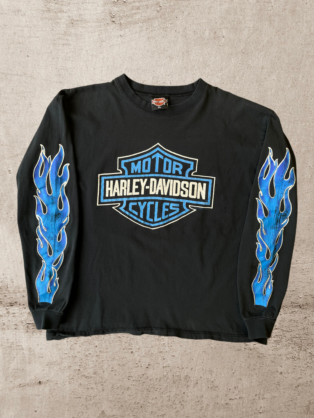 90s Harley Davidson Flame Long Sleeve T-Shirt - Large