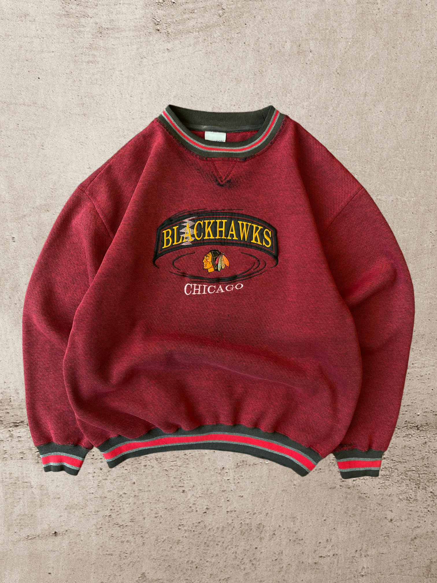 90s Distressed Chicago Blackhawks Crewneck - Large