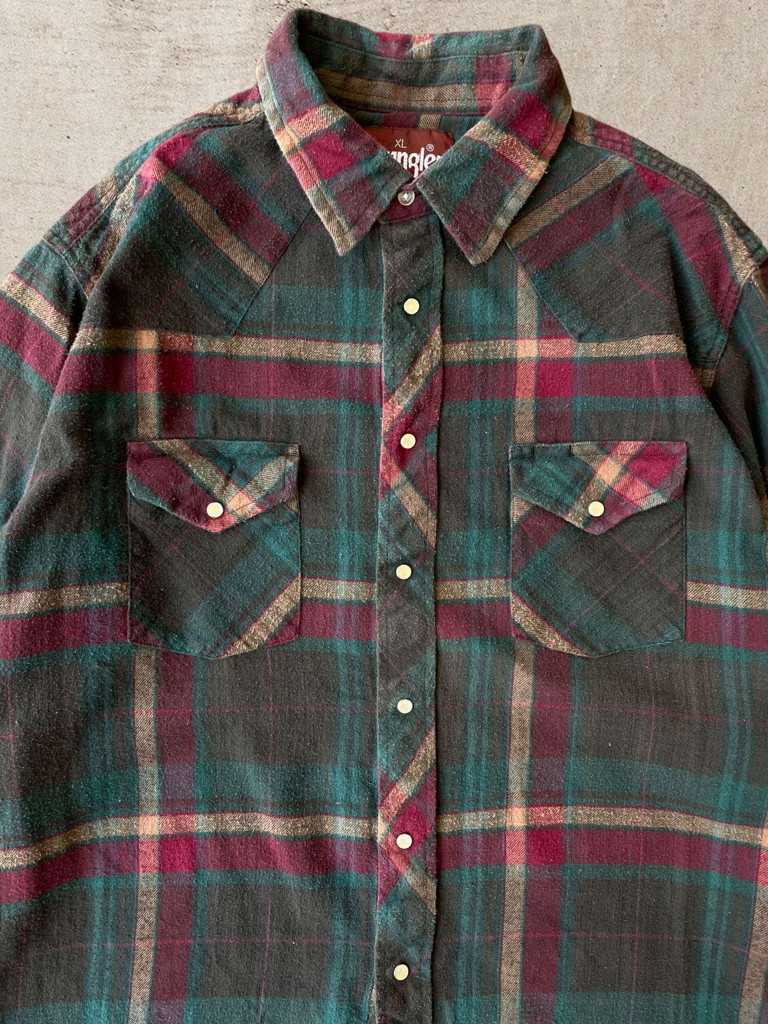 90s Wrangler Western Pearl Snap Flannel - X-Large