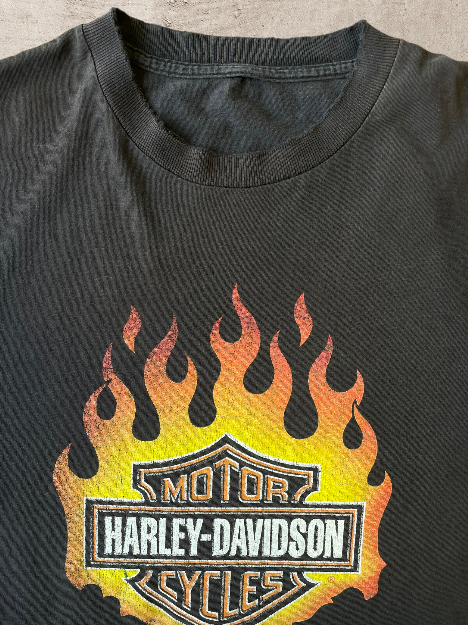 90年代 ハーレーダビッドソン ディストレスト フレーム Tシャツ - L