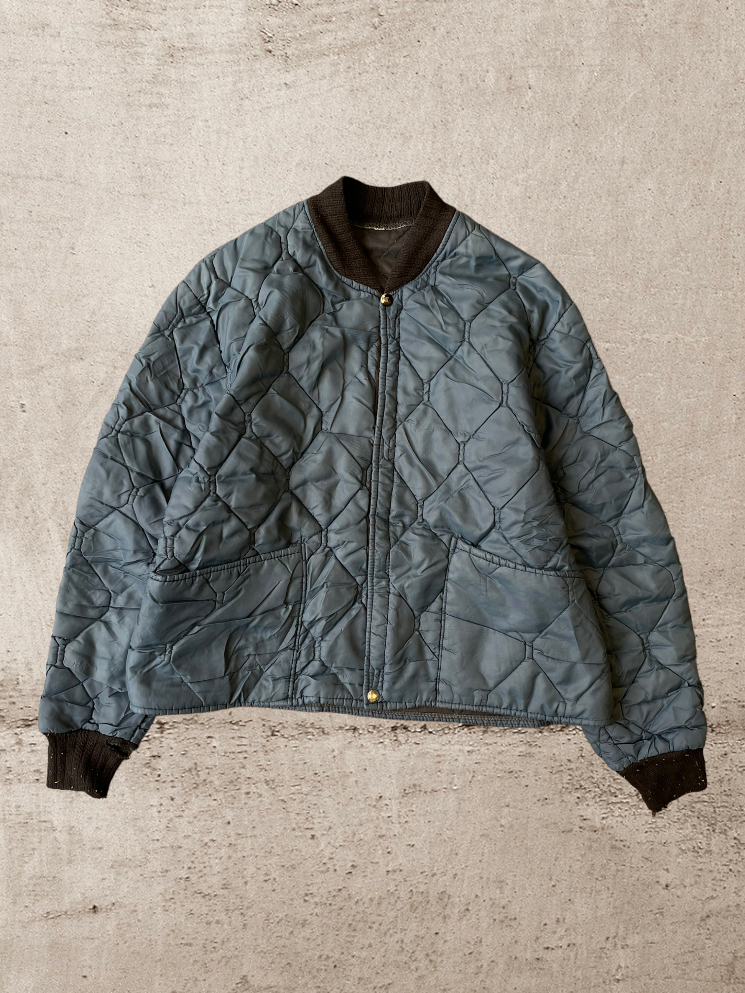 90s Quilted Bomber Jacket - Medium