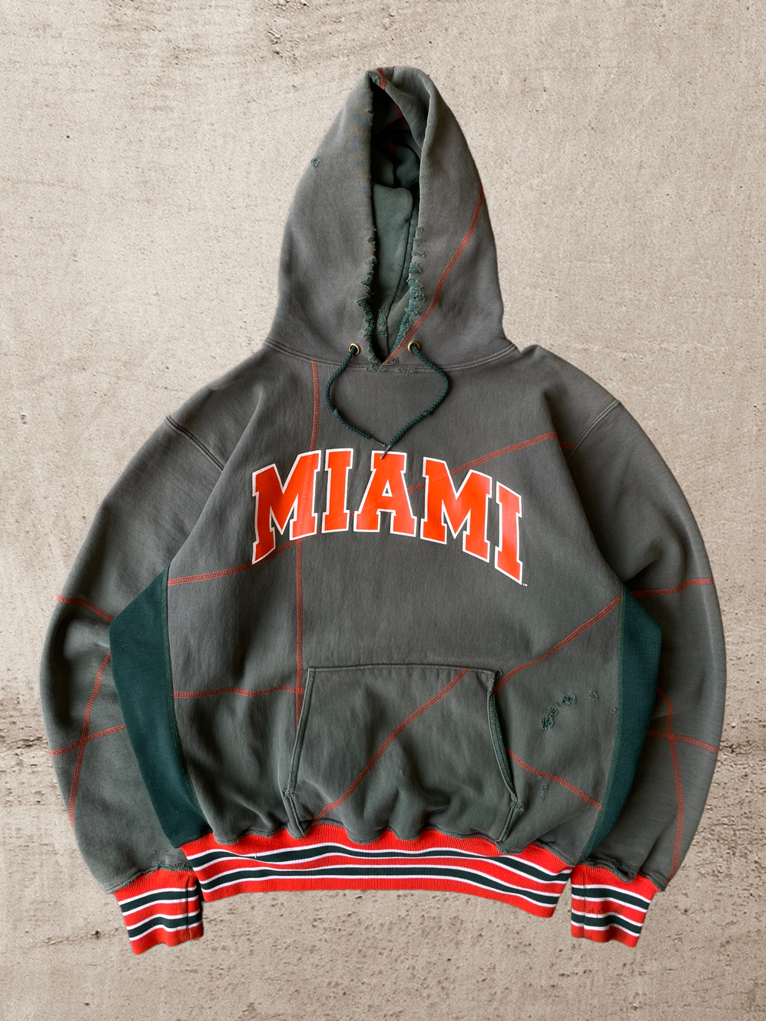 90s University of Miami Contrast Stitching Sweatshirt - XL