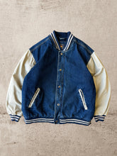 Load image into Gallery viewer, Vintage Denim Varsity Jacket - Large
