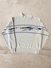 Load image into Gallery viewer, Vintage Mock Neck Embroidered Knit Sweater - Large
