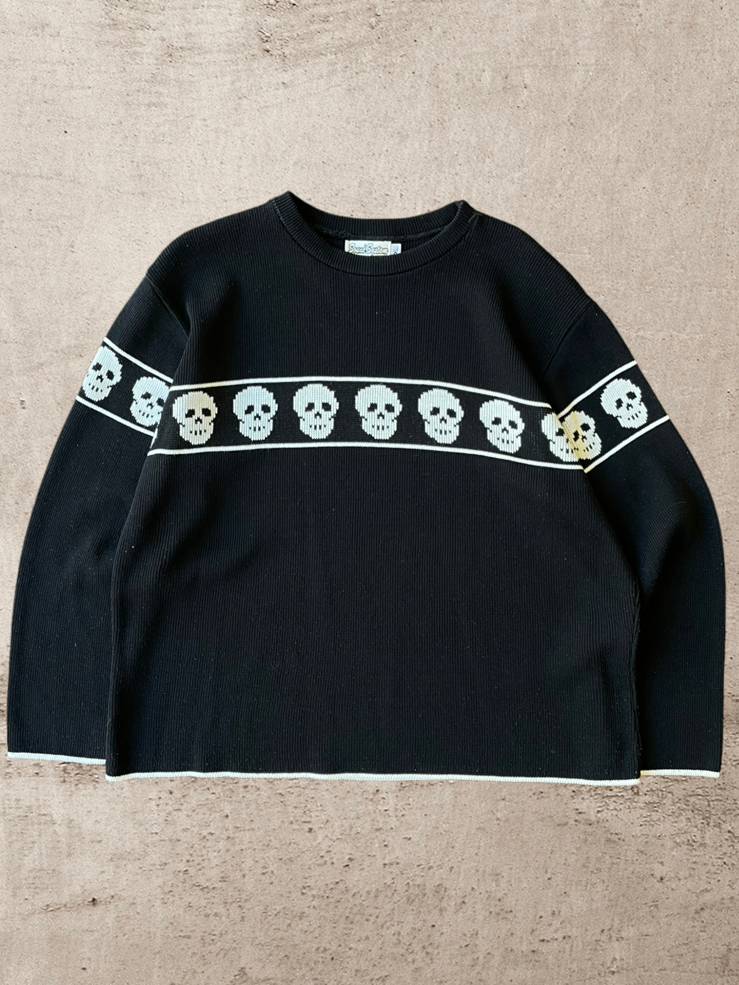 90s Skull Knit Sweater - Large