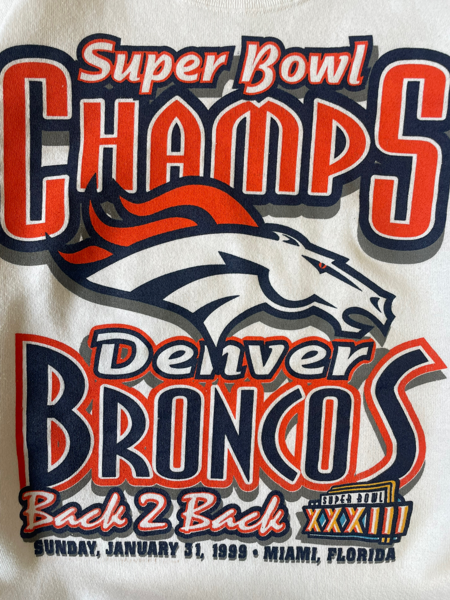 1999 Denver Broncos Super Bowl Champions Crewneck - XL