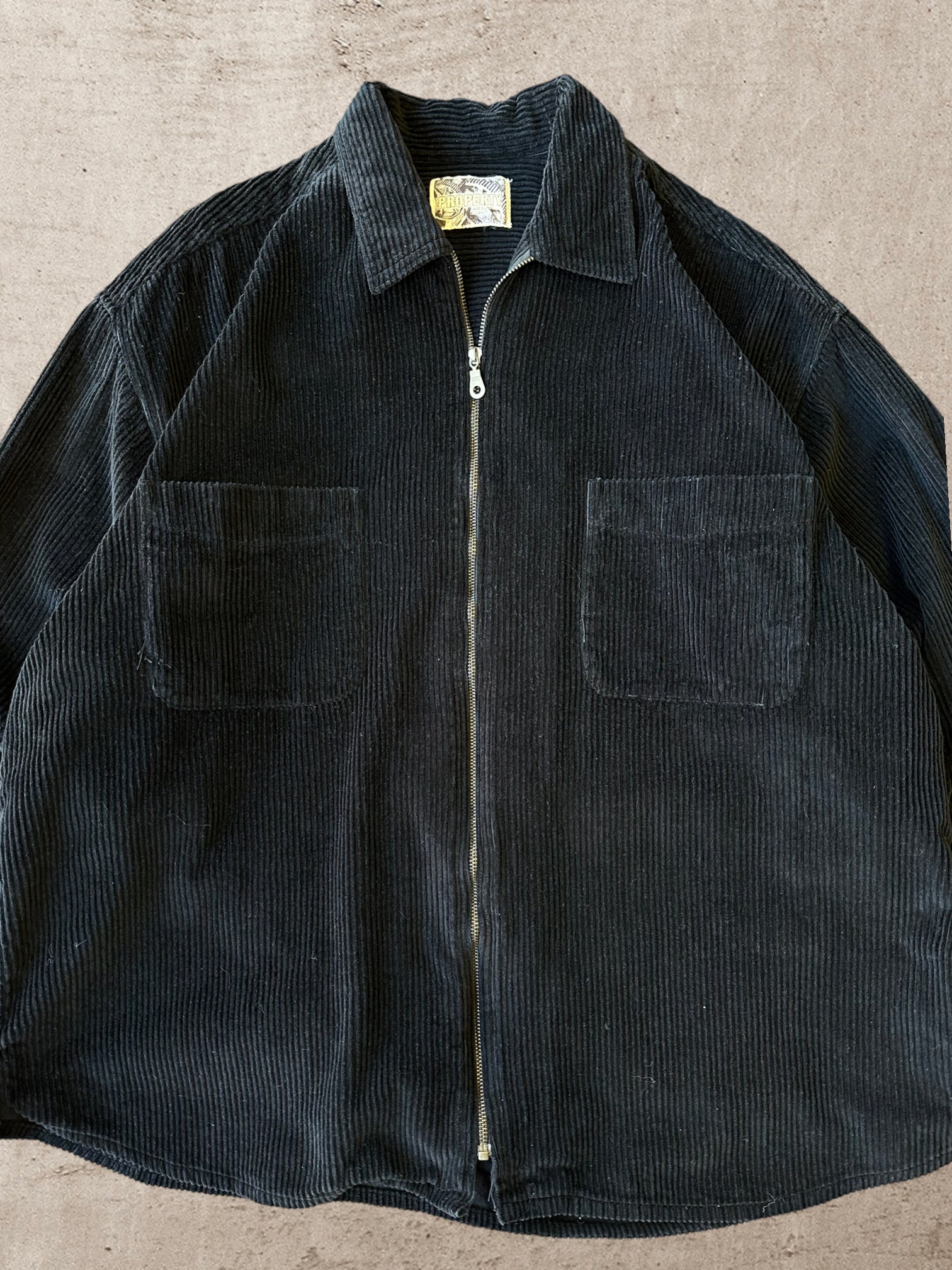 90s Property Black Corduroy Zip Up Jacket - XL