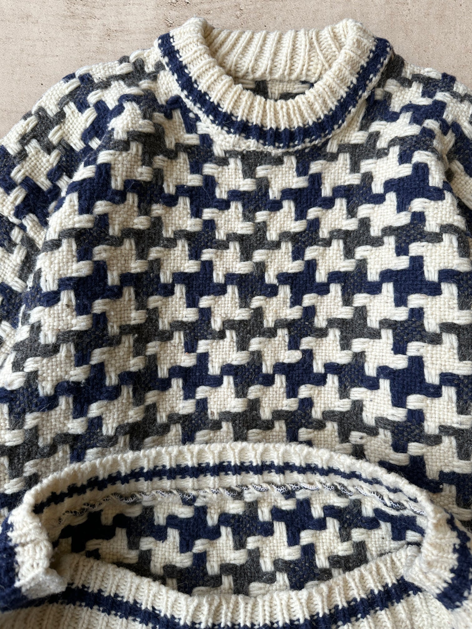 Vintage Hand Loomed  Knit Sweater - Large
